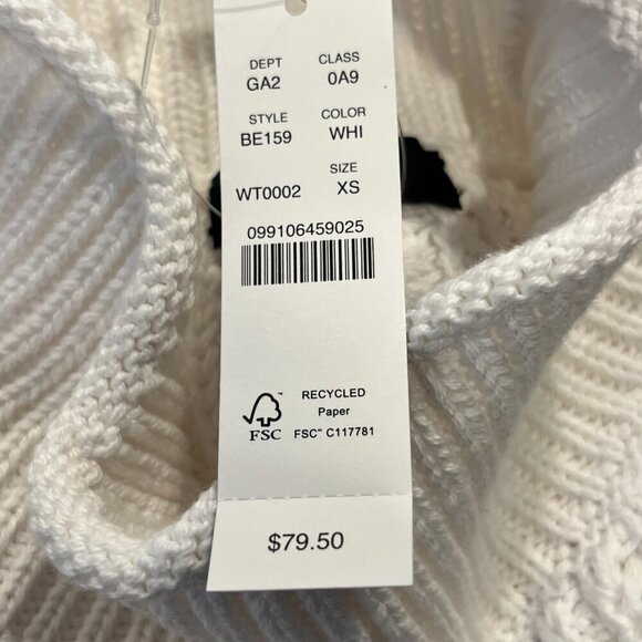 J. CREW Women's Ivory Chunky Knit Relaxed Rollneck Sweater Size XS NEW - Picture 4 of 6